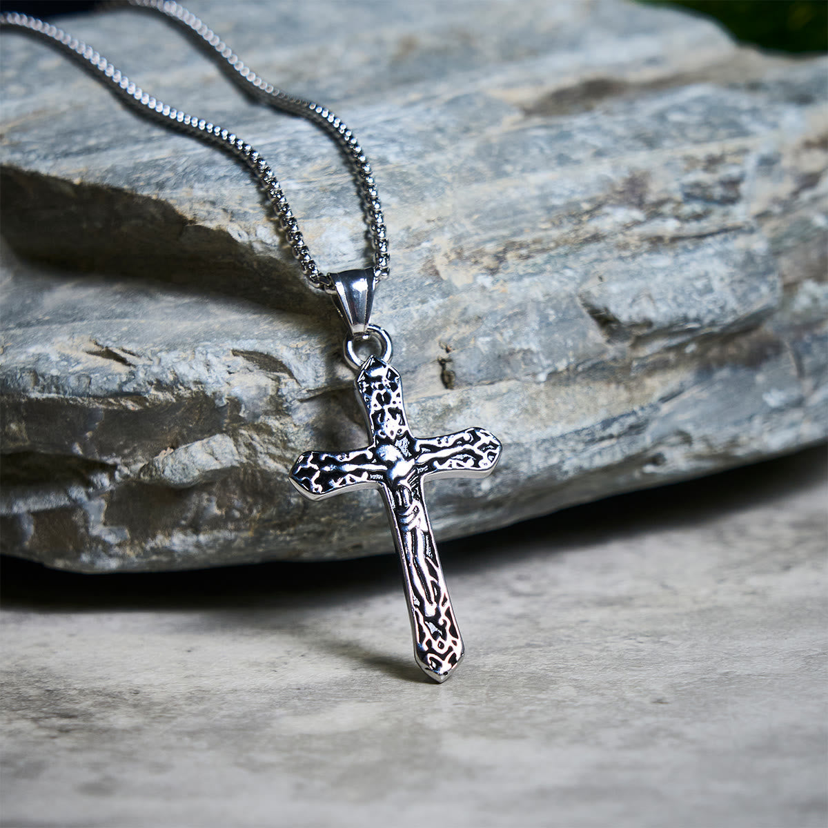 Classic Stainless Steel Ornate Cross Necklace