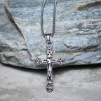 Classic Stainless Steel Ornate Cross Necklace
