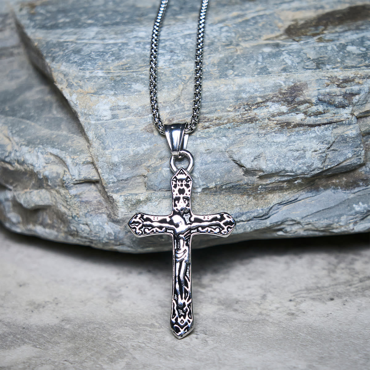 Classic Stainless Steel Ornate Cross Necklace