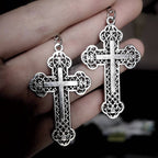 Vintage Filigree Cross Drop Earrings
