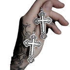 Vintage Filigree Cross Drop Earrings