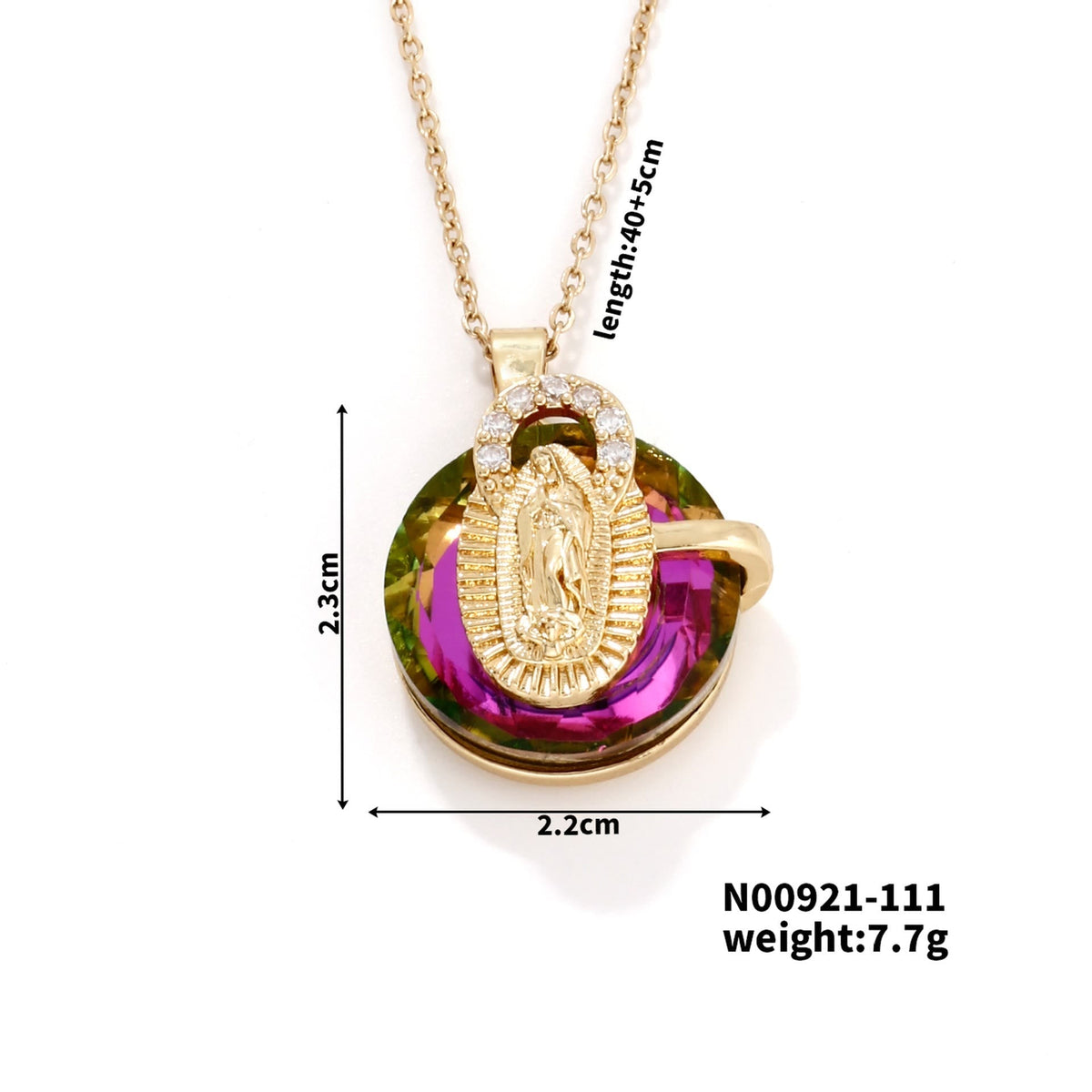Multicolored Our Lady Crystal Necklaces