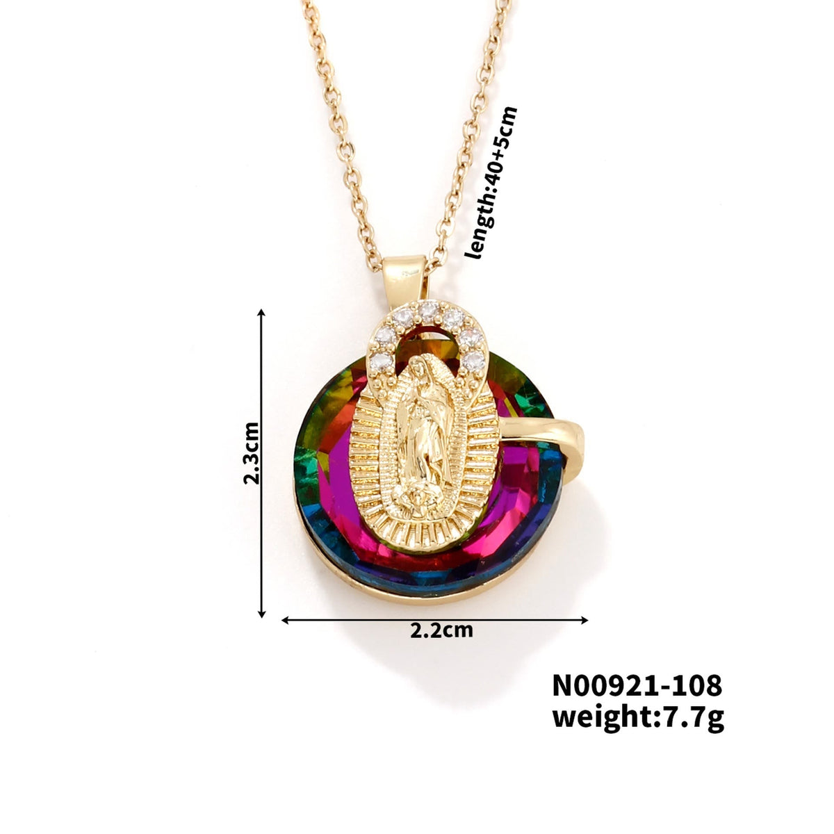 Multicolored Our Lady Crystal Necklaces