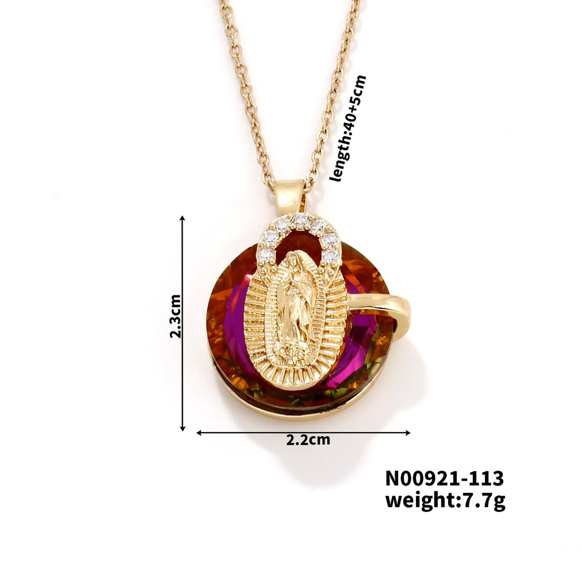 Multicolored Our Lady Crystal Necklaces