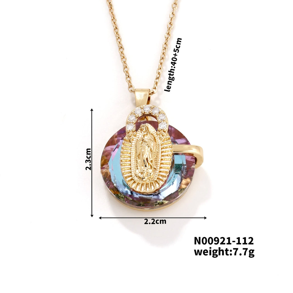 Multicolored Our Lady Crystal Necklaces