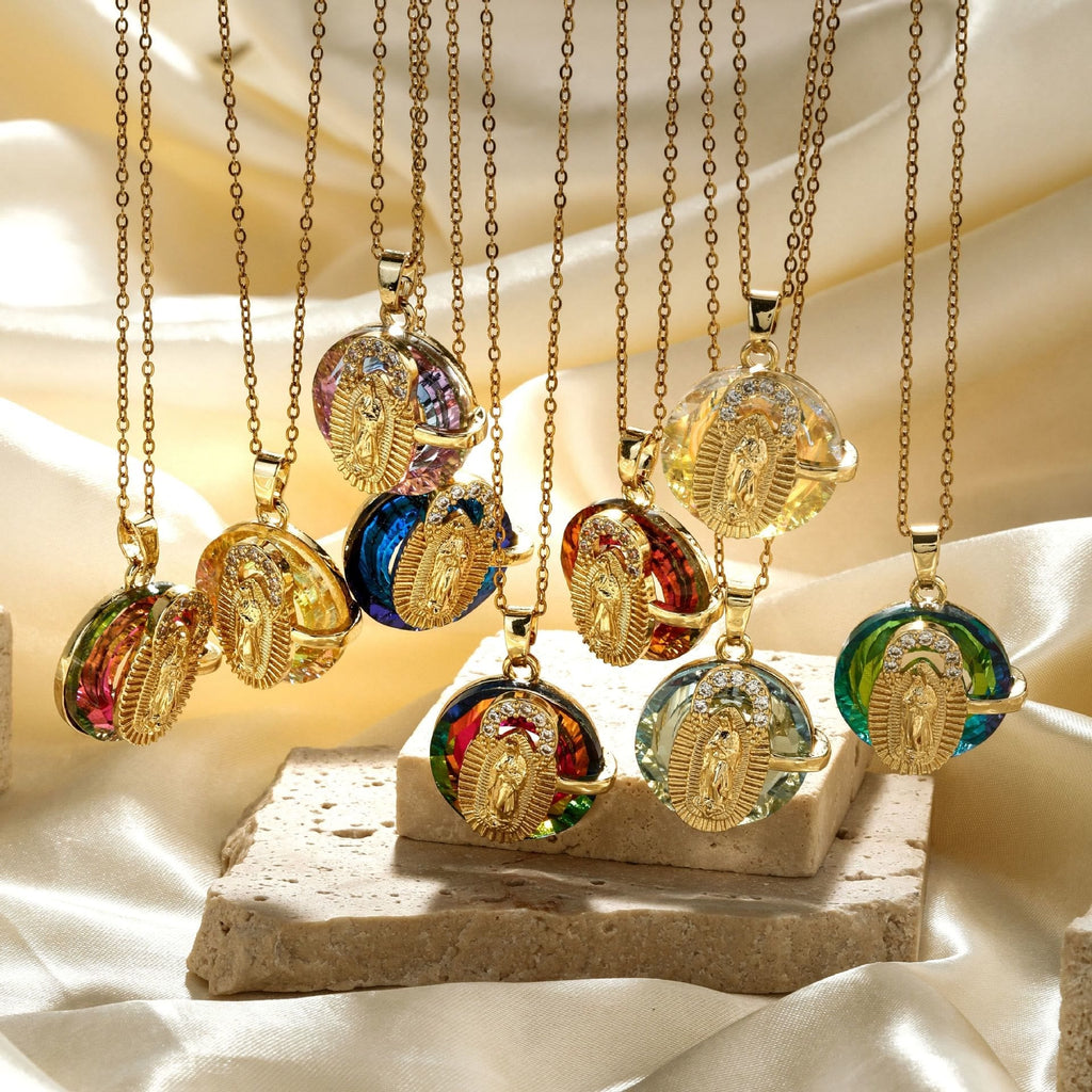 Multicolored Our Lady Crystal Necklaces