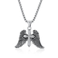 Tri-Color Winged Cross Pendant Necklace