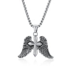 Tri-Color Winged Cross Pendant Necklace