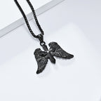 Tri-Color Winged Cross Pendant Necklace