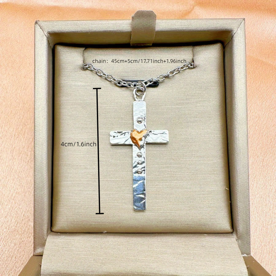 Dual-Tone Cross Necklace