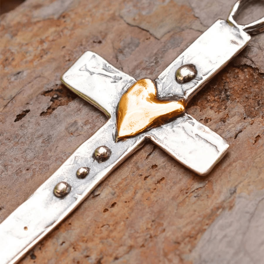 Dual-Tone Cross Necklace