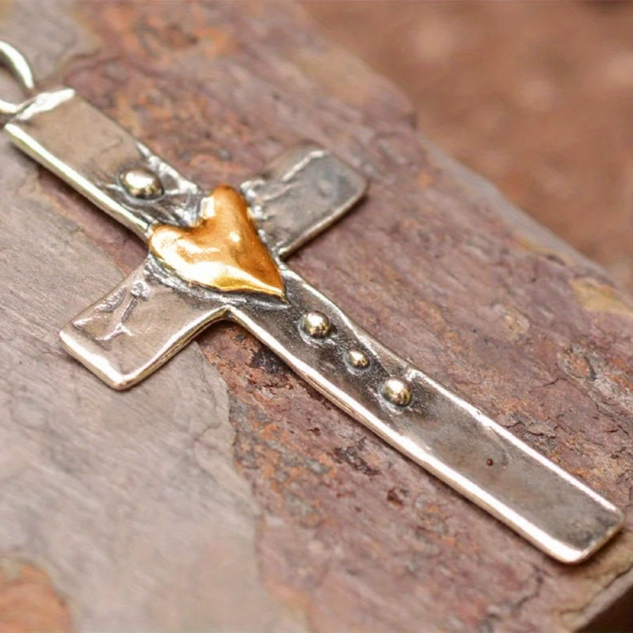 Dual-Tone Cross Necklace