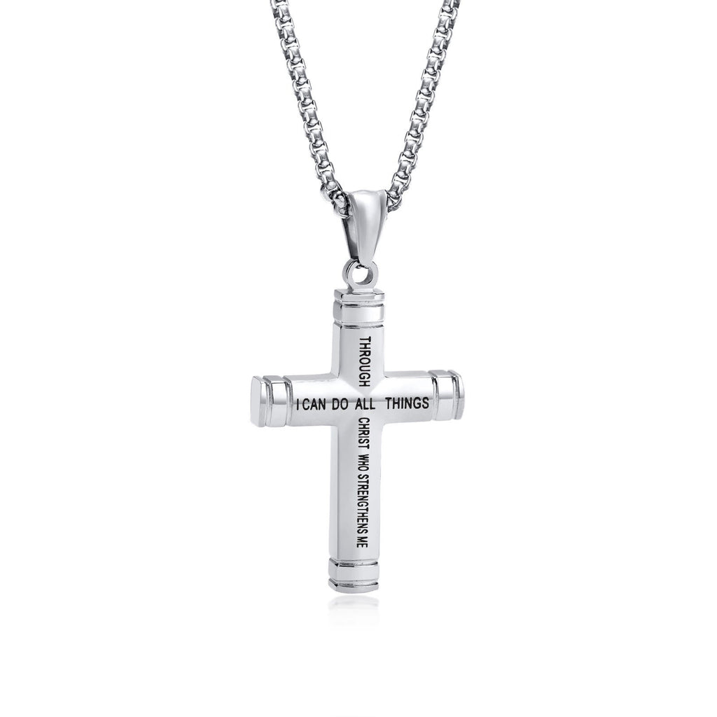 Multi-Color Cross Necklace with Scripture