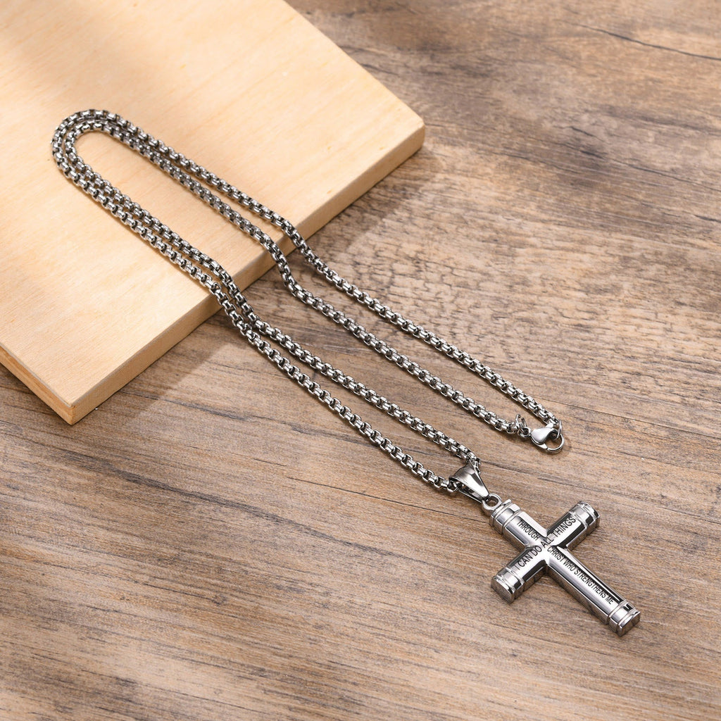 Multi-Color Cross Necklace with Scripture