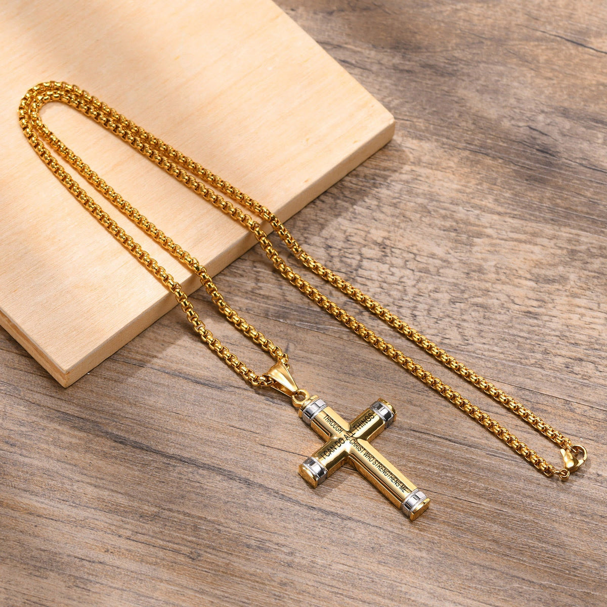 Multi-Color Cross Necklace with Scripture