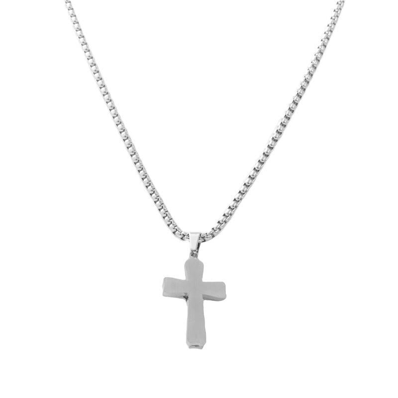 Dual-Tone Metal Crucifix Necklace with Jesus Figure