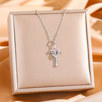 Dual-Tone Heart & Cross Necklace with Zircons