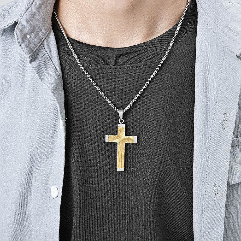 Three-Color Radiant Cross Pendant
