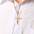 Tri-Color Jesus Crucifix Necklace