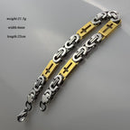 Tri-Color Cross-Embedded Chain Necklace & Bracelet