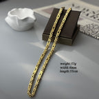 Tri-Color Cross-Embedded Chain Necklace & Bracelet