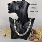 Tri-Color Cross-Embedded Chain Necklace & Bracelet