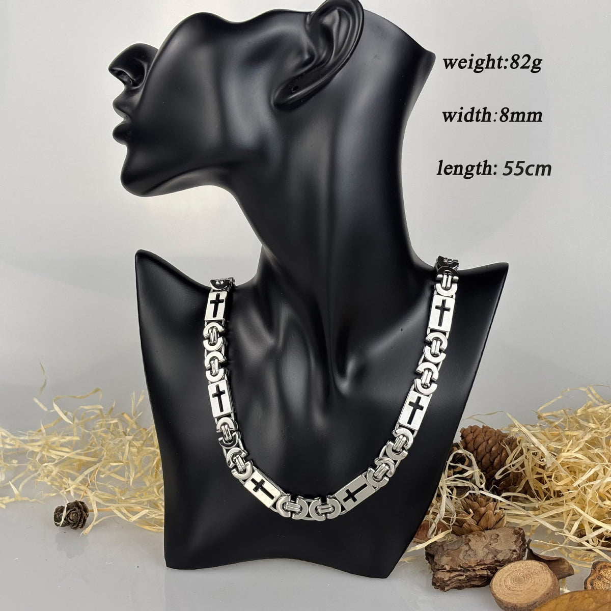Tri-Color Cross-Embedded Chain Necklace & Bracelet