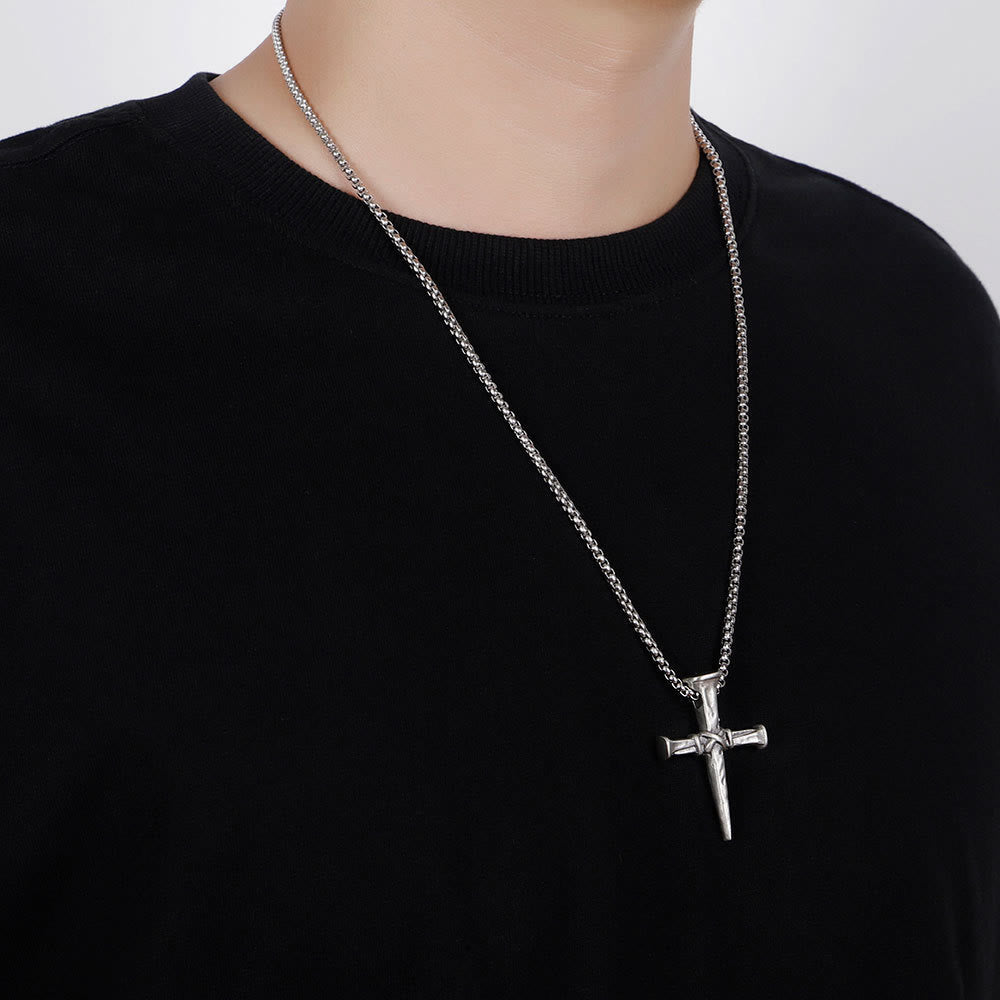 Artistic Nail-Shaped Cross Necklace for Faith Expression