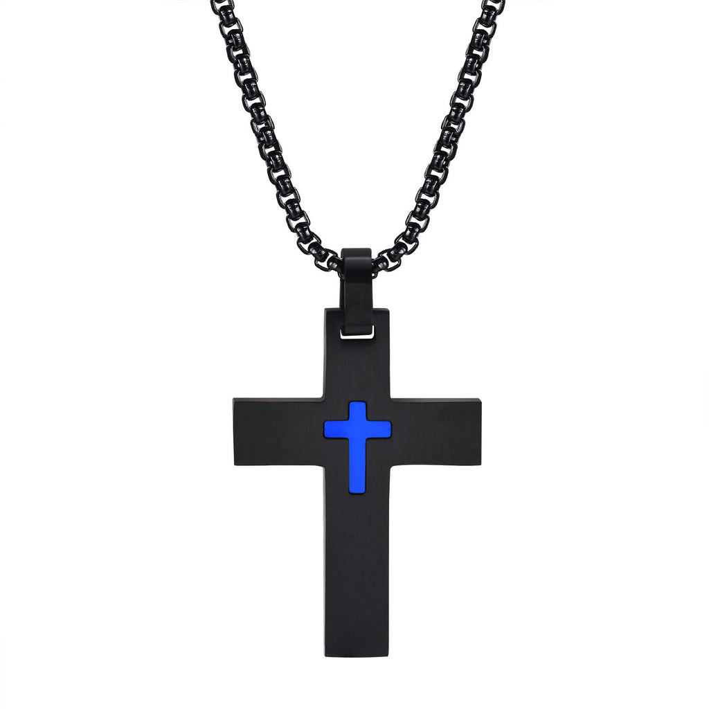 Two-Tone Stainless Steel Cross Necklace