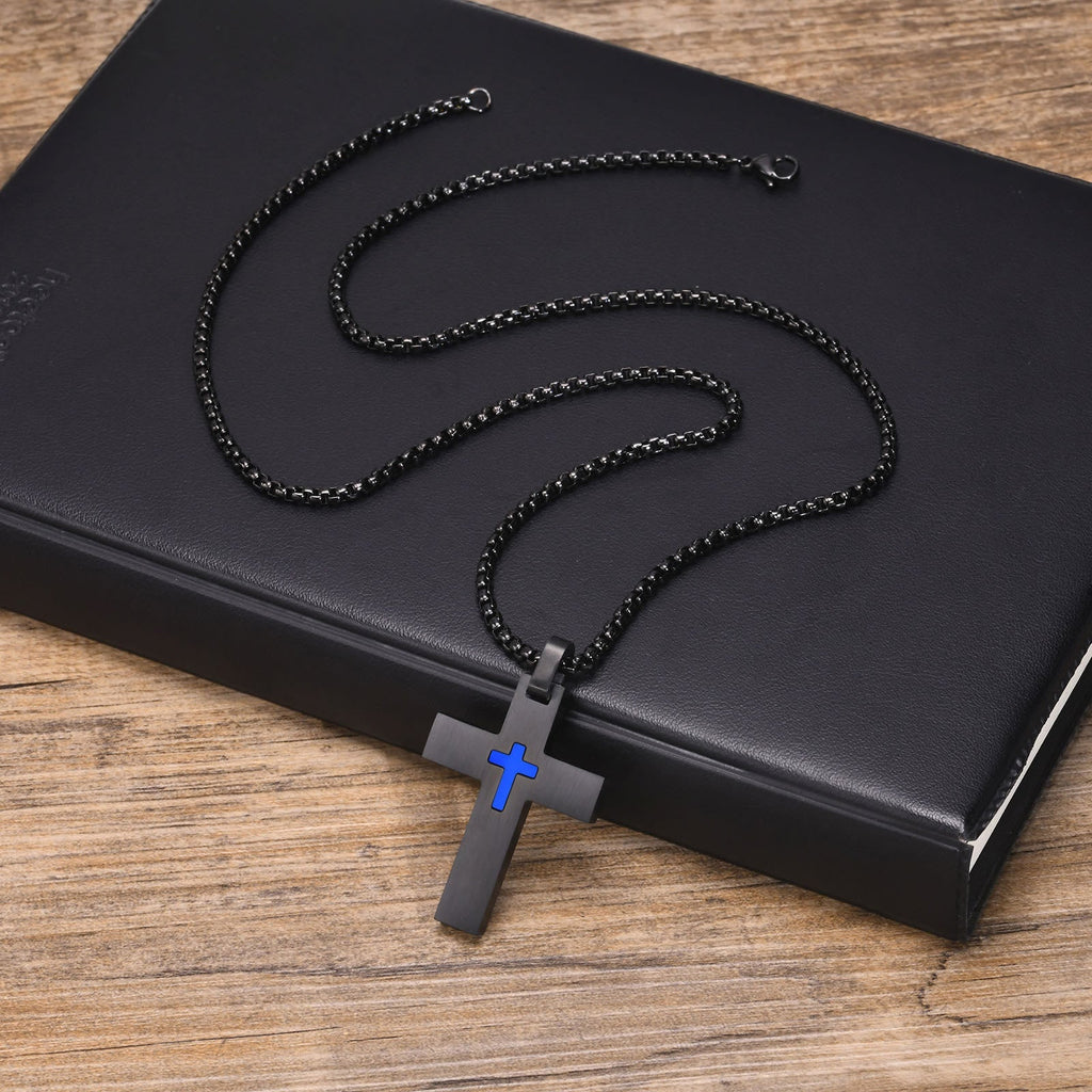 Two-Tone Stainless Steel Cross Necklace