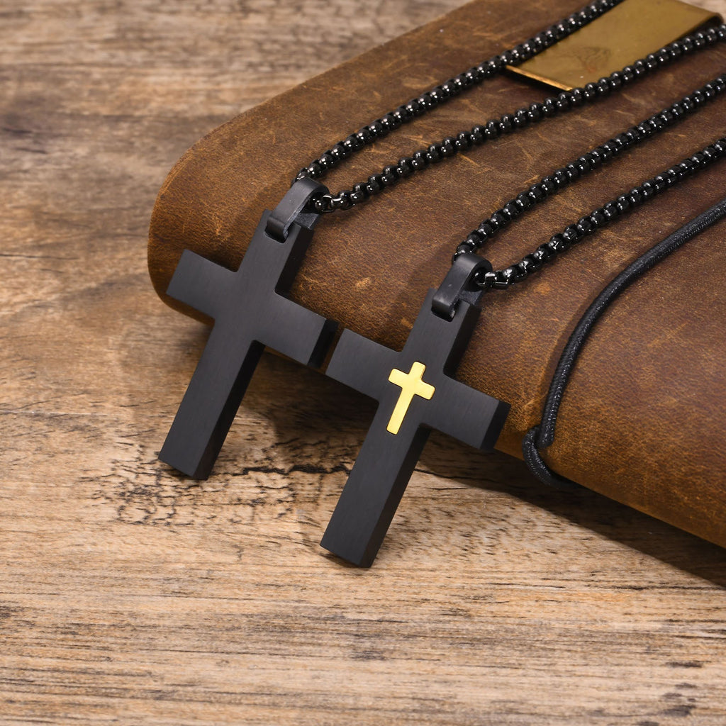 Two-Tone Stainless Steel Cross Necklace