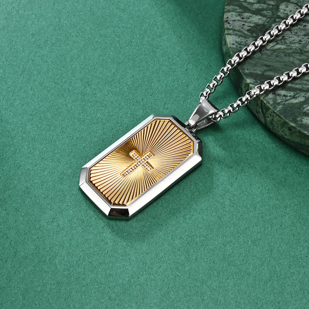 Stylish Two-Tone Cross Necklace
