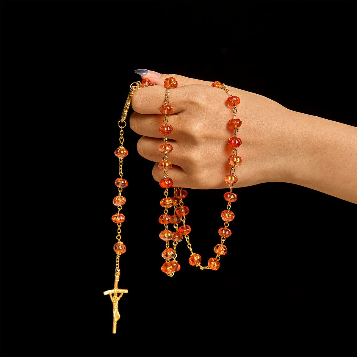 Pumpkin-Shaped Beads Rosary, Bracelet