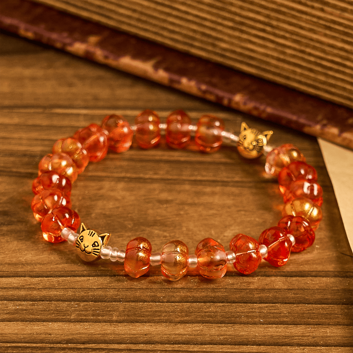 Sacred Pumpkin Beads Autumn Prayer Bracelet