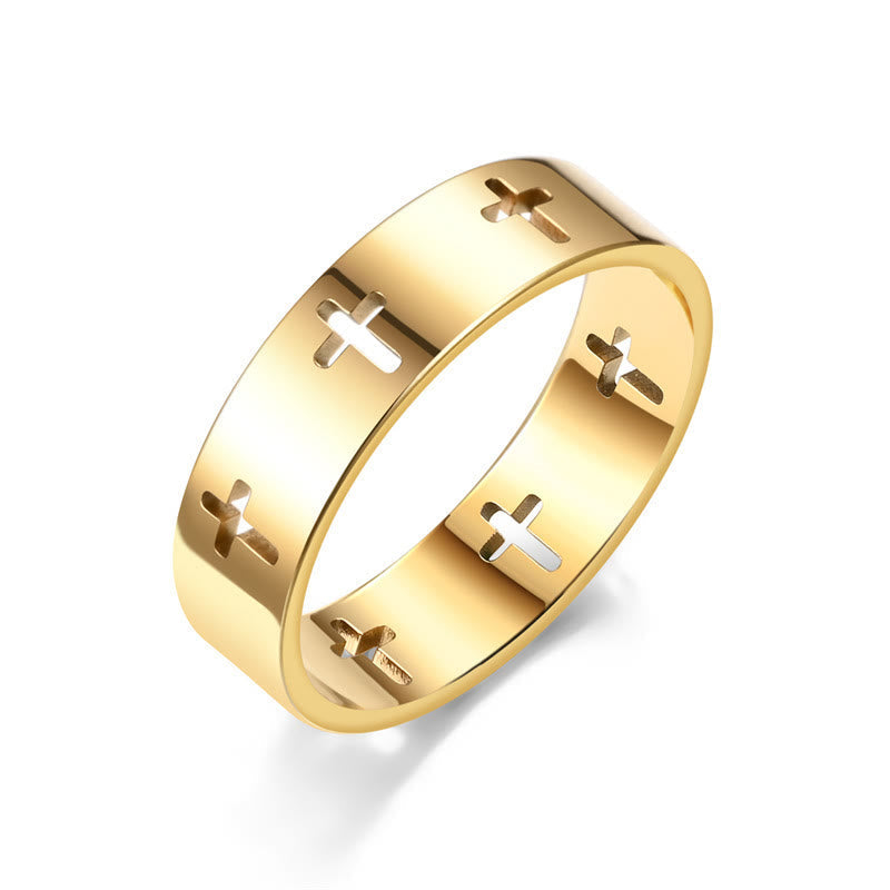 Multi-Cross Cutout Band Ring