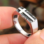 Edgy Religious Cross Ring