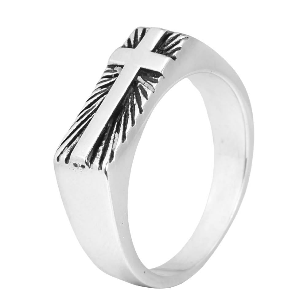 Edgy Religious Cross Ring