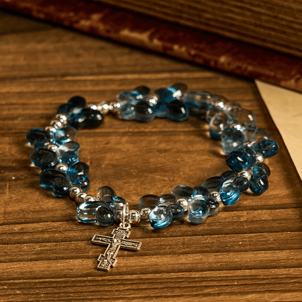Wings of Devotion Shimmering Blue Butterfly Prayer Bracelet, Animal