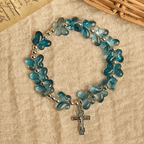 Wings of Devotion Shimmering Blue Butterfly Prayer Bracelet, Animal
