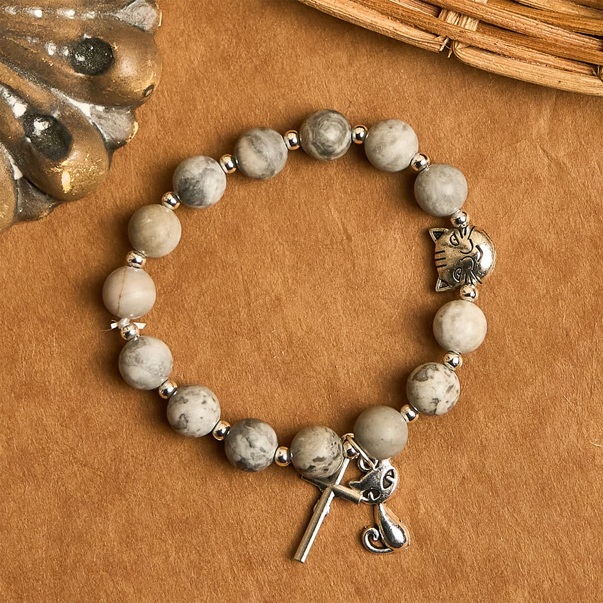 Light Grey Tabby Cat Prayer Rosary