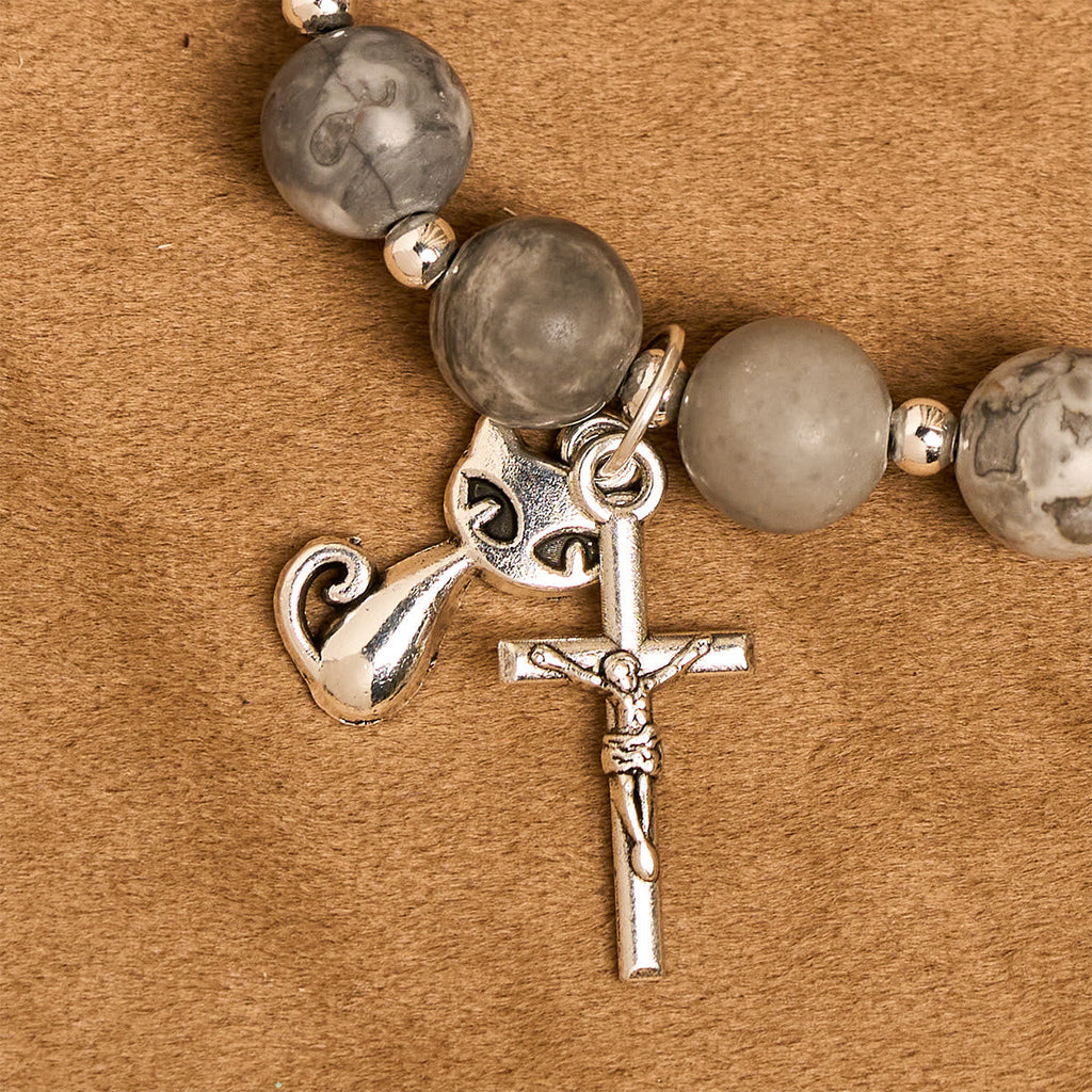 Light Grey Tabby Cat Prayer Rosary