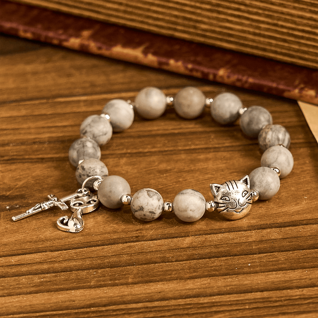 Light Grey Tabby Cat Prayer Rosary