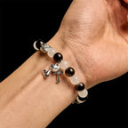 Our Lady's Blessing with Black & White Cow Cat Beads Bracelet, Animal
