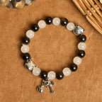 Our Lady's Blessing with Black & White Cow Cat Beads Bracelet, Animal