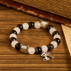 Our Lady's Blessing with Black & White Cow Cat Beads Bracelet, Animal