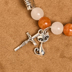 Orange & White Quartz with Cat Face Stainless Steel Charms of Orange