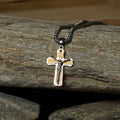 Dual-Tone Metal Crucifix Necklace with Jesus Figure