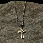 Dual-Tone Metal Crucifix Necklace with Jesus Figure