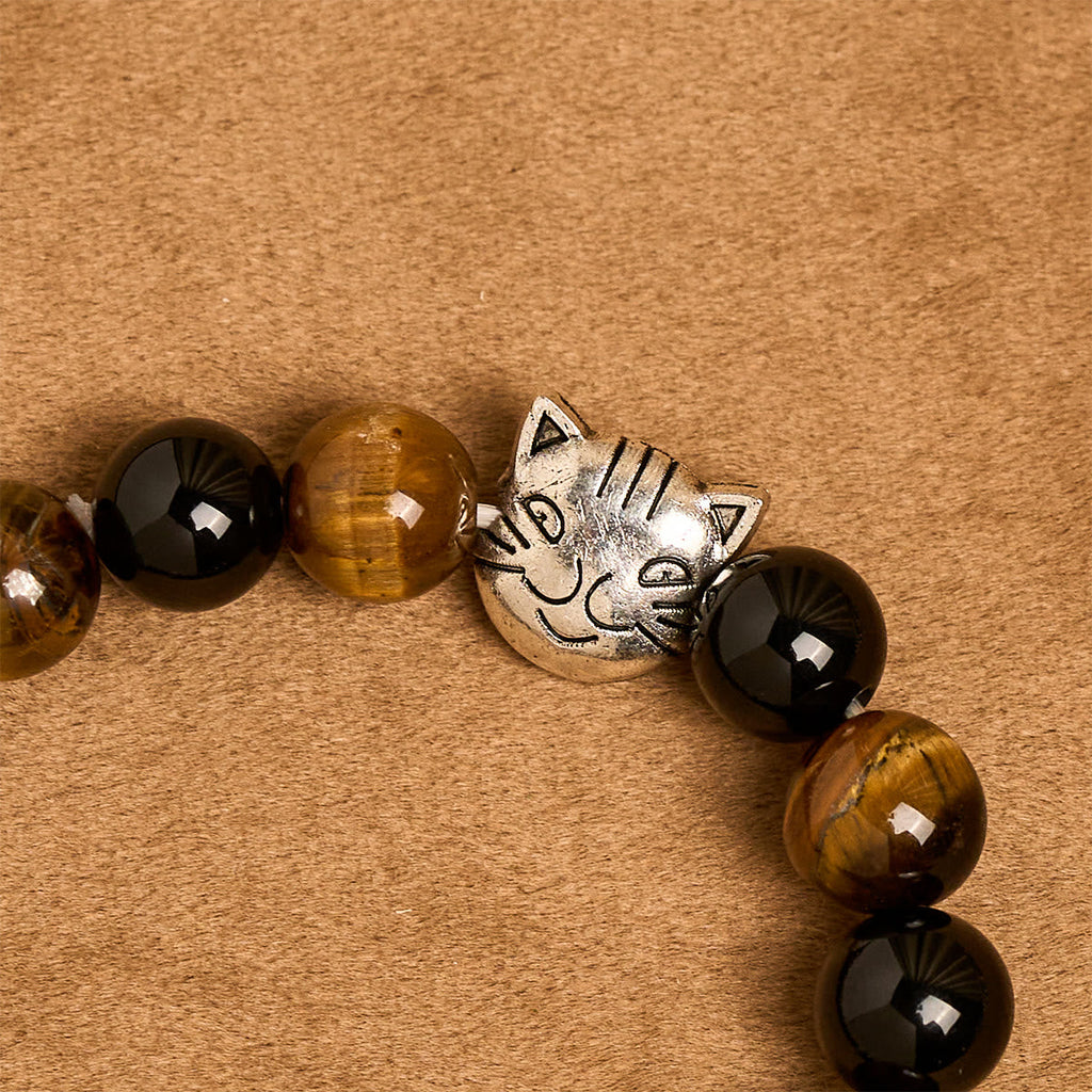 Faithful Tabby Cat with Brown Black Beads for Loving Prayer Animal