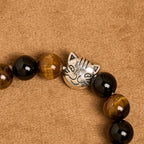 Faithful Tabby Cat with Brown Black Beads for Loving Prayer Animal